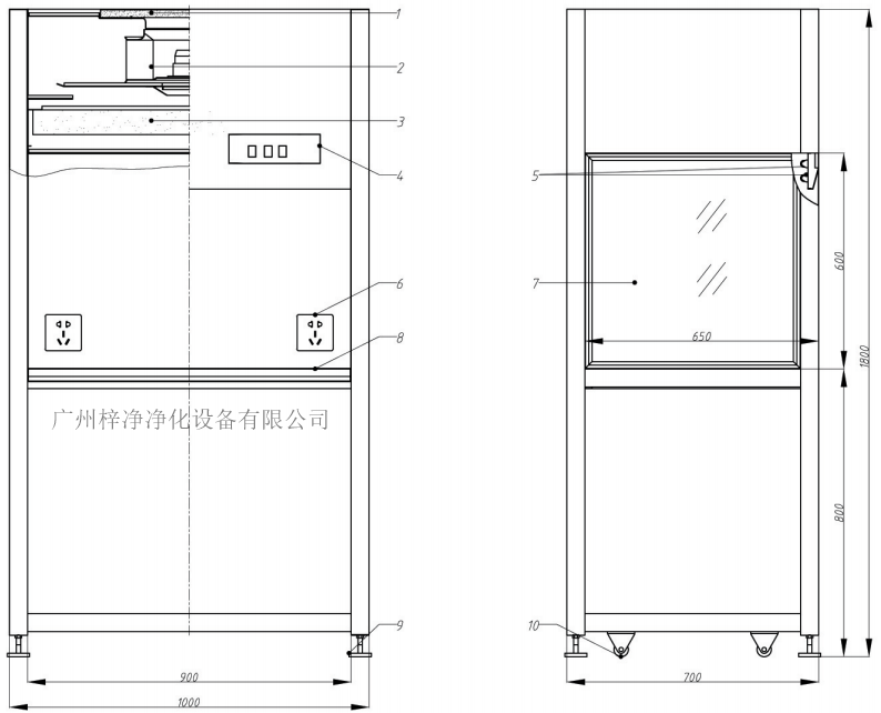 單人垂直流潔凈工作臺(tái)方案圖 單人垂直流潔凈工作臺(tái)方案圖